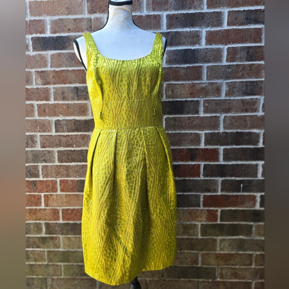 ANTONIO MELANI Vibrant Yellow/green  Midi Dress